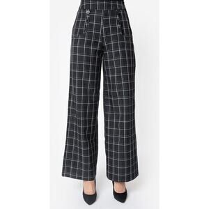 Unique Vintage Ginger Window Pane Plaid High Waist Sailor Pants 1940s Sz M #41